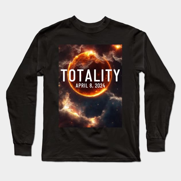 Total Solar Eclipse Totality April 8, 2024 Great American Eclipse Long Sleeve T-Shirt by Little Duck Designs